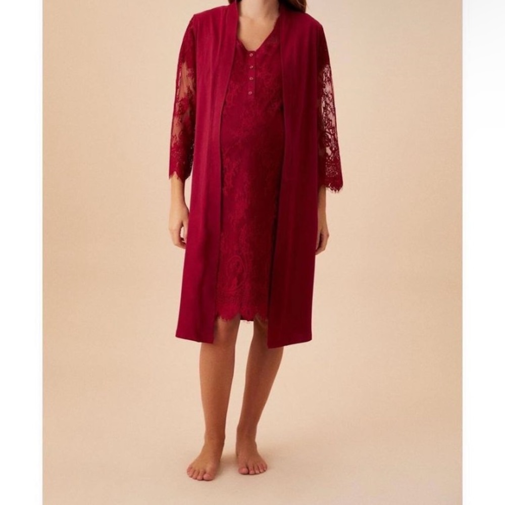 Red Lace  Maternity ROBE